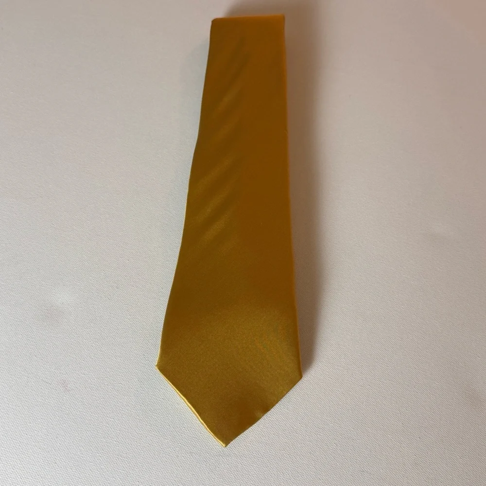 Gold Satin Tie Italian Silk Blend‎ Classic Formal Wedding Prom Statement Tie